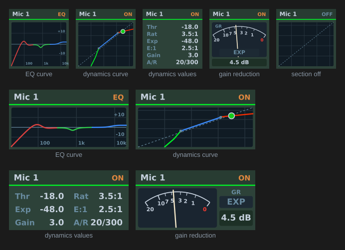 EQ and dynamics panels